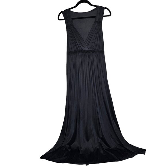 VTG Size XS S Black Nyon Maxi Dress Babydoll Nightgown Grunge WhimsiGoth Witchy - Picture 1 of 6